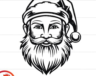 Retro Santa Face SVG, Happy Santa Clipart (Digital Download)
