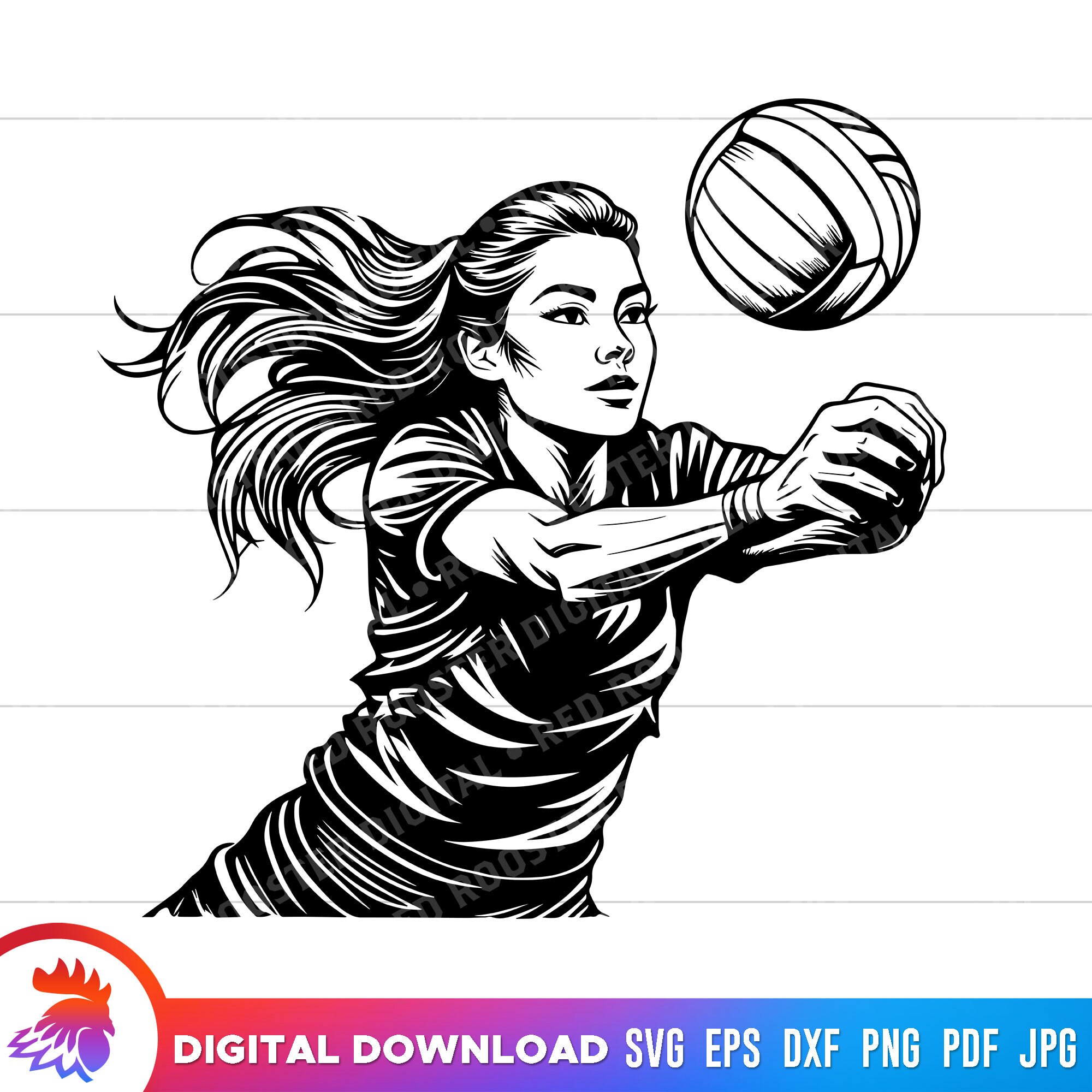Volleyball Svg, Girl Hitting Volleyball, Volleyball
