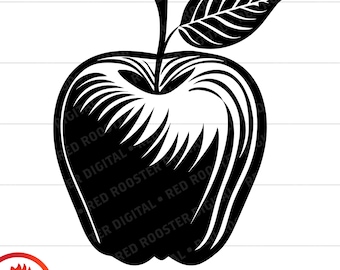 SVG de arte lineal de manzana, imágenes prediseñadas, archivo de corte (descarga digital)