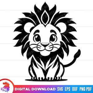 Leão bebê fofo, clipart de leão fofo, leão para berçário svg, leão fofo de desenho animado, filhote de leão fofo svg, arquivo de corte de leão fofo, svg para cricut, png