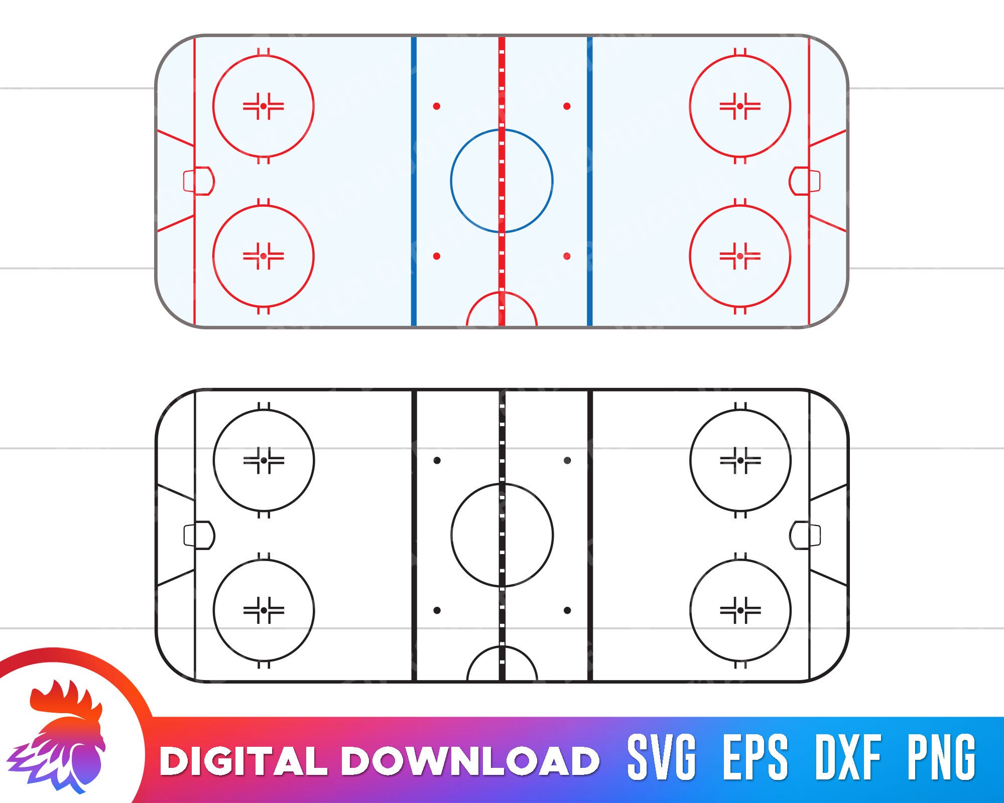 Ice Hockey Rink SVG Regulation Hockey Rink Ice Hockey Rink Etsy