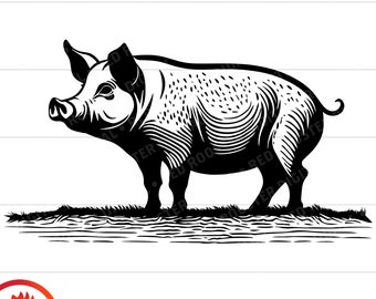 Varken weergeven SVG, boerderijdieren clipart, vector gesneden bestand (digitale download)