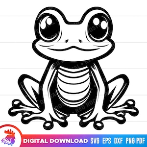 Cute frog svg, Tree Frog svg, Happy Frog Cartoon, Cartoon Frog png, illustration, svg file for cricut, Frog Cut File, dxf, png, vector