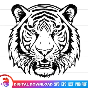 Tiger Face svg, Tiger cut file, Tiger Head, tiger clipart, tiger illustration, tiger head png, tiger face cut file, tiger mascot