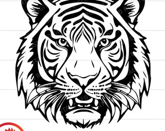 Tiger Head Cut File, Mascot Clipart (svg, png, eps, dxf)