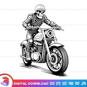 Skelett auf einem Motorrad, Motorrad-Svg, Skelett-Biker, Ride or Die, Motorrad-Skelett, SVG für Cricut, Schnittdatei, Vektor, dxf, png