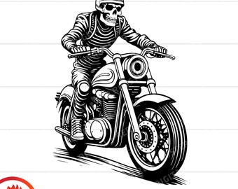 Skeleton Biker Motorcycle SVG, Ride or Die Cut File (Digital Download)