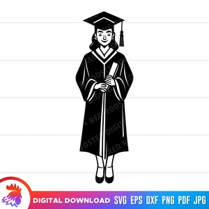Graduation svg, Girl Graduating clipart, College Graduate, Graduation Party Clipart, Graduation png, Cap and Gown, Graduation svg for cricut