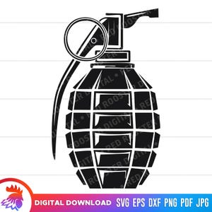 Hand Grenade, Grenade svg, Hand Grenade clipart, Grenade silhouette, grenade laser cut file, grenade svg for cricut, hand grenade silhouette