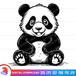 Lindo dibujos animados Panda svg, Bebé Panda svg, Dibujos animados Panda clipart, oso panda svg, oso panda bebé, Panda Bear Nursery, Panda cut file, cricut