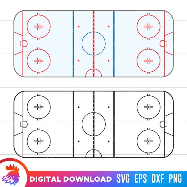 Ice Hockey Rink SVG, Regulation Hockey Rink, Ice Hockey Rink Cut File, Ice Hockey Cut File For Cricut,  Ice Hockey Rink Lines, Skating Rink
