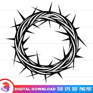 Coroa de espinhos svg, coroa de espinhos de Jesus, clipart cristão da Páscoa, coroa de espinhos, arquivo svg de Jesus Cristo para cricut, dxf, vetor, png