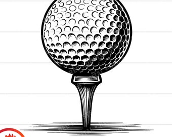 Paquete de vectores SVG y clipart de pelota de golf sobre tee (descarga digital)
