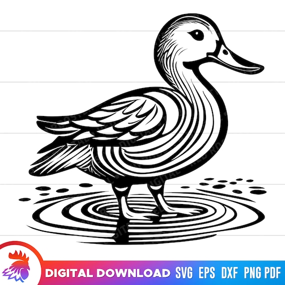 Süße Ente Clipart Schwarz Und Weiß