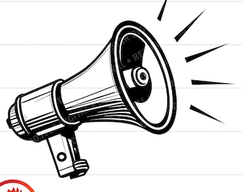 Megaphone SVG Clipart, Bullhorn Announcement Icon (Digital Download)
