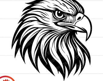 Eagle Head SVG, Bald Eagle Illustration, Cricut Cut File (Digital Download)