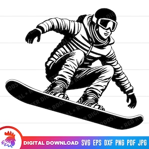 Mann Snowboarding SVG, Snowboard Cut File, Snowboarder, Snowboard Clipart, svg Datei für Cricut, Snowboard svg, Vektor, png, dxf, jpg