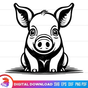 Lindo cerdo svg, dibujos animados cerdo svg, lindo cerdo de dibujos animados, cerdo svg, lechón, lindo cerdo clipart, lindo cerdo svg para Cricut, cerdo png, vector, dxf, png, svg