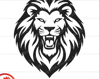 Roaring Lion Head SVG, Lion Mascot Vector Clipart (Digital Download)