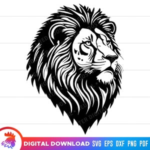 ライオンの顔の svg、ライオンの頭、ライオンの横顔、雄ライオンの svg、ライオンのカット ファイル、ライオンのマスコット、cricut 用のライオンの顔の svg、ライオンの png、ベクター、png、dxf