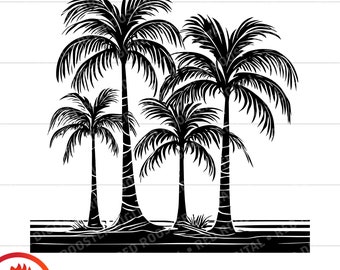 Tropical Palm Trees Landscape SVG, Vector Cut File (Digital Download)