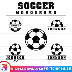 Voetbal monogram SVG, gepersonaliseerde voetbal, aangepaste voetbal monogram, voetbal monogram gesneden bestand, voetbal naam monogram, voetbal clipart, SVG