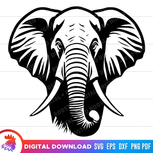 Elephant Face svg, Elephant Head svg, Elephant cut file, Elephant Head png, Elephant clipart, Elephant face svg for Cricut, png, vector