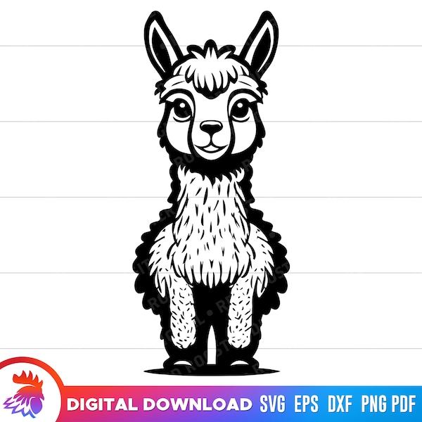 Cute Alpaca svg, alpaca svg, Happy Alpaca Cartoon, Cartoon Alpaca png, illustration, svg file for cricut, Alpaca Cut File, dxf, png, vector