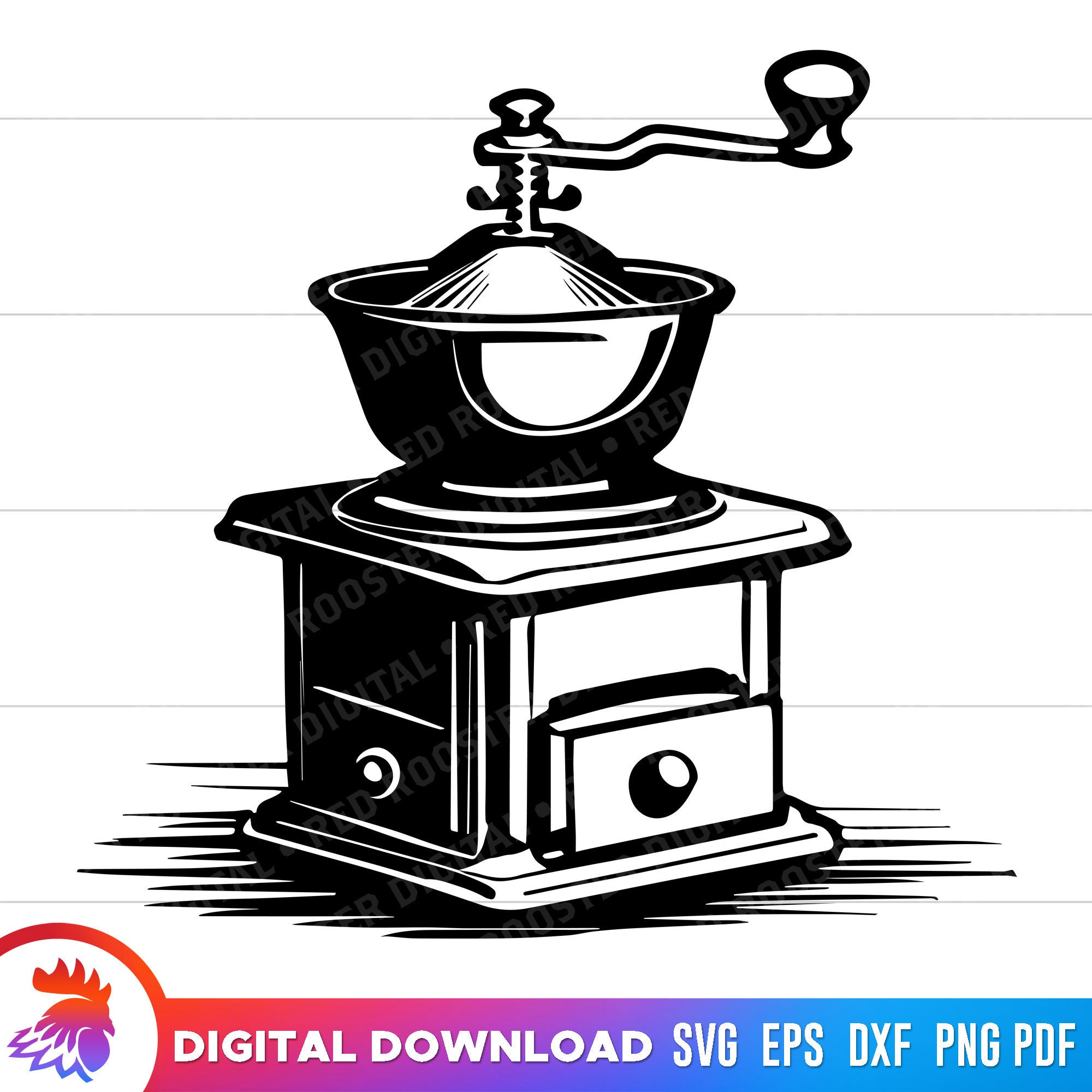 Vintage Coffee Bean Grinder SVG, PNG, Clipart (digital Download