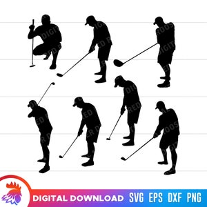 Golfer Silhouette Svg, Eps, Man Golfing cut files, Golfer PNG, Digital Download, Golf Silhouette for cricut, Golfer Silhouette Cut Files