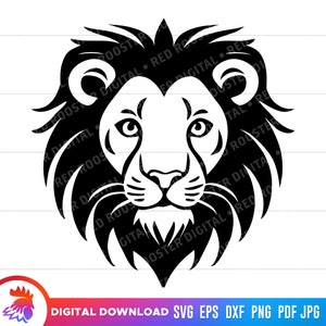 雄ライオンの顔 svg、ライオン svg、ライオン カット ファイル、漫画のライオン、ライオン クリップアート、クリカット用ライオン svg、かわいい漫画のライオン、ライオンの頭、ライオンの子、png