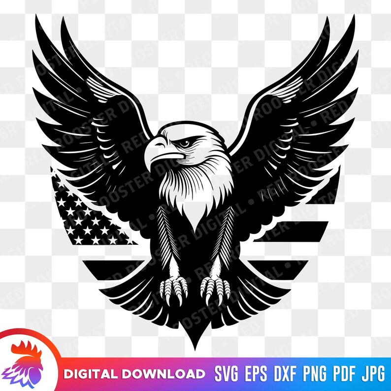 Bald Eagle SVG, American Flag Emblem, Patriotic Laser Cut File (digital ...
