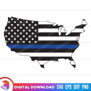 Politievlag SVG, politievlag gesneden bestand, dunne blauwe lijnvlag, SVG voor Cricut, vlag politie VS, digitale download, vlag dunne blauwe lijn