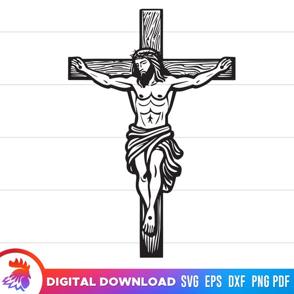 Jesus Christ svg, Christ on the Cross, Christ Crucified, Easter, Christian svg, Instant Download, png, Jesus Nailed to the Cross, vector