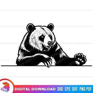 Grizzly Bear svg, Bear clipart, Bear svg, Bear Art, Bear Cut File, Bear svg file for cricut, bear silhouette svg, Bear png, png, svg, dxf
