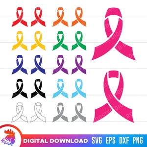 Social Cause Ribbon SVG, Cancer Awareness Ribbon svg, Social Awareness Ribbon, Cancer Ribbon Clipart, Cricut Cut File, Transparent PNG