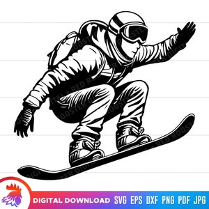 Snowboarder SVG, Snowboarden, Snowboard, Schnittdatei, SVG-Datei für Cricut, Man Snowboarding, Clipart, druckbar, Snowboard-Vektor, png, dxf