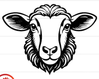 SVG de cara de oveja, imágenes prediseñadas de cordero (descarga digital)