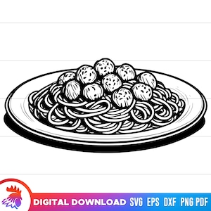 espaguete e almôndegas, espaguete svg, prato de espaguete e almôndegas, clipart de espaguete e almôndegas, arquivo de corte, cricut svg, png, dxf