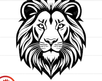 Lion Face svg, Lion Head, Front Facing Lion, Male Lion svg, Lion cut file, Lion mascot, Lion face svg for cricut, Lion png, vector, png, dxf
