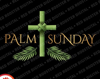 Palm Sunday Church Image, Palm Leaves (PNG JPG Digital Download)
