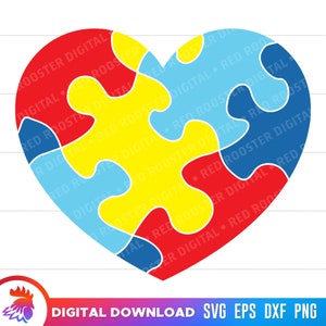 Autism Heart SVG Files | Autism Awareness Cut Files | Autism Puzzle Heart SVG Vector Files | Autism Jigsaw Vector