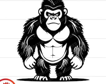 Cartoon Gorilla SVG, Clipart Vector Cut File (Digital Download)