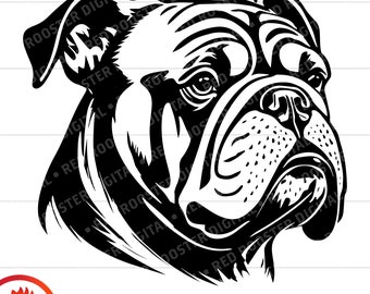 Bulldog Face SVG, Mascot Clipart (Digital Download)