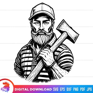 Lumberjack svg, Lumberjack with Axe, Lumberjack clipart, Man with Axe, lumberjack cut file, lumberjack svg for cricut, dxf, png, vector, svg