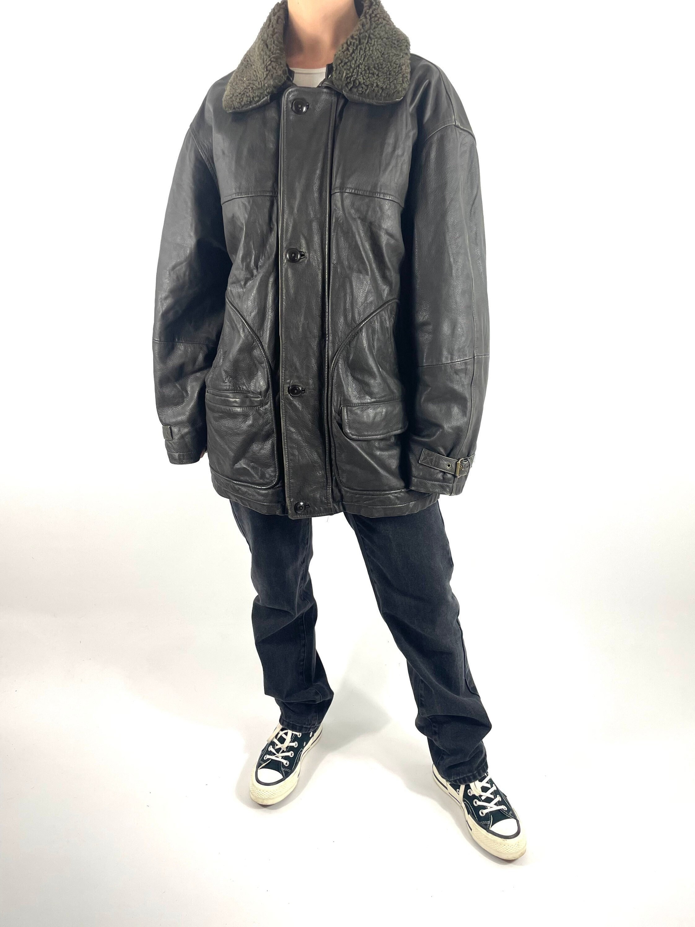 ジャケット・アウター flight real leather jacket 90s vintage Vintage 90s First Brand Black Leather Moto Jacket - Etsy