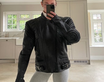 veste de moto vintage en cuir véritable M motard aviator