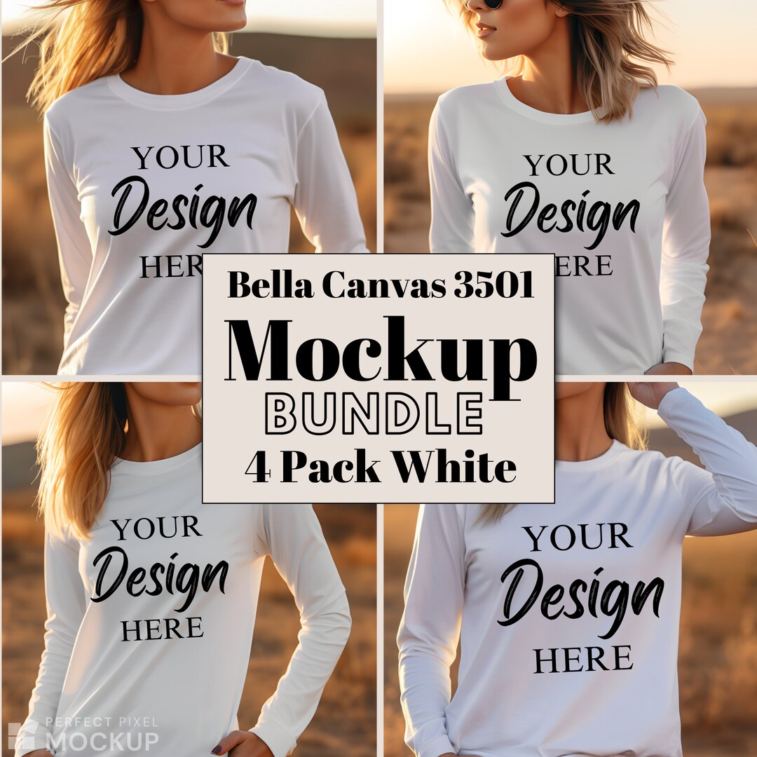 Bella + Canvas Men's Long Sleeve Jersey T-Shirt - 100% Combed Ringspun Cotton, White (3501) - View #9