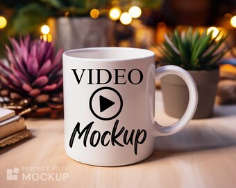 Video Mug Mockup, Mug Mockup, Video Mockup for White 11oz Mug, MP4 Coffee Cup Steam, Cozy Video Mock up, White Video Mug Mock + PNG Mockup