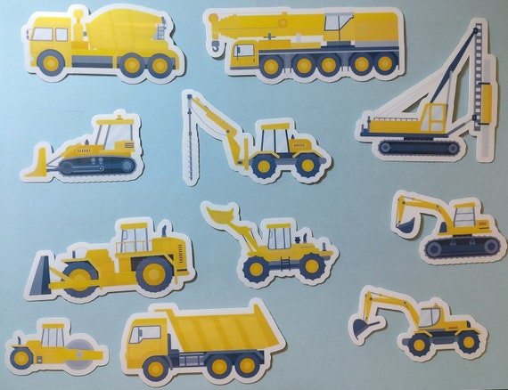 55pcs Construction Stickers, Truck Stickers Digger Funny Party Favors Supplies Birthday Decorations Vehicle Waterproof Tractor Reward Stickers For Kids Adults Water Bottle Laptop